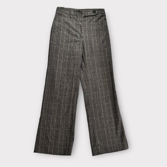 MaxMara Brown Black Plaid Wool Straight Leg Pant Trousers 2 - Picture 13 of 14